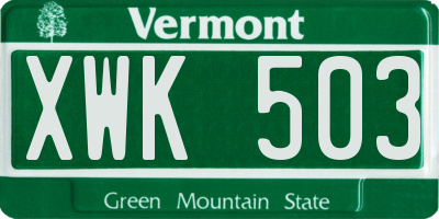 VT license plate XWK503