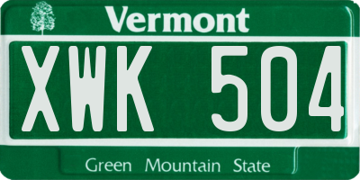 VT license plate XWK504