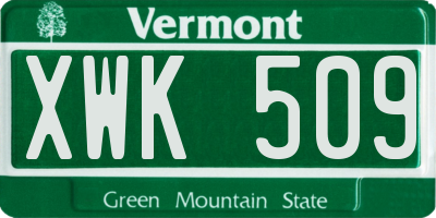 VT license plate XWK509