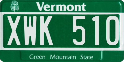 VT license plate XWK510