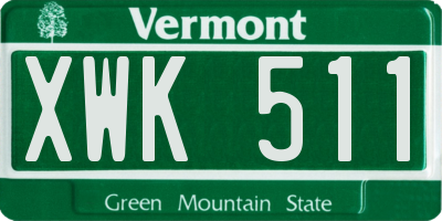 VT license plate XWK511