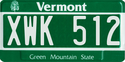 VT license plate XWK512