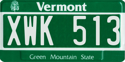 VT license plate XWK513