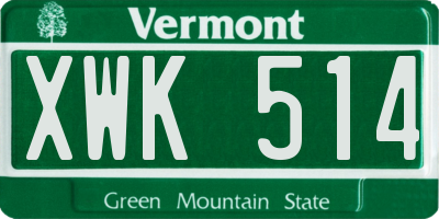 VT license plate XWK514