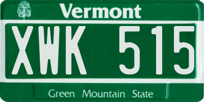 VT license plate XWK515