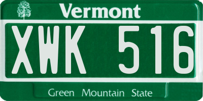 VT license plate XWK516