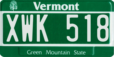 VT license plate XWK518