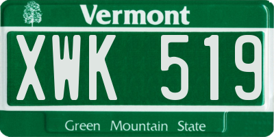 VT license plate XWK519