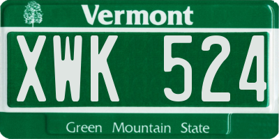 VT license plate XWK524