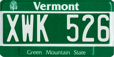VT license plate XWK526