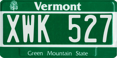 VT license plate XWK527