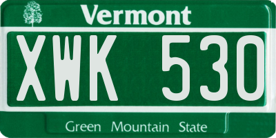 VT license plate XWK530