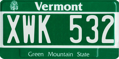 VT license plate XWK532
