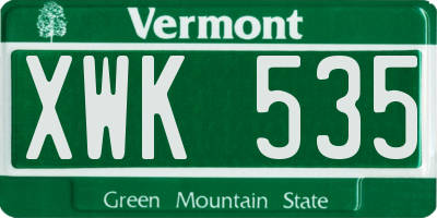 VT license plate XWK535