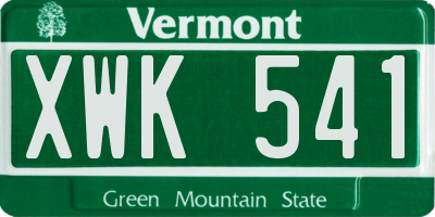 VT license plate XWK541
