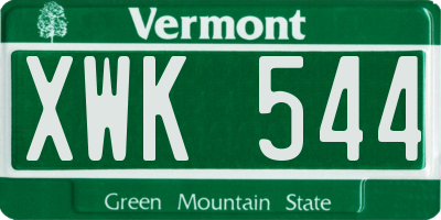 VT license plate XWK544