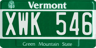 VT license plate XWK546
