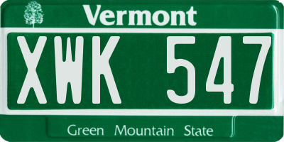 VT license plate XWK547