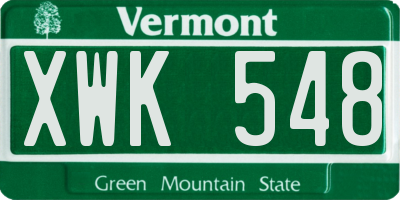 VT license plate XWK548