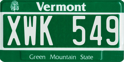 VT license plate XWK549