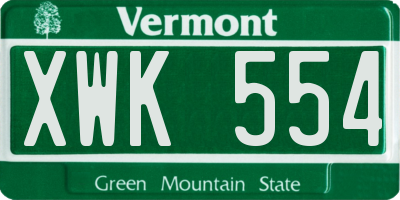 VT license plate XWK554