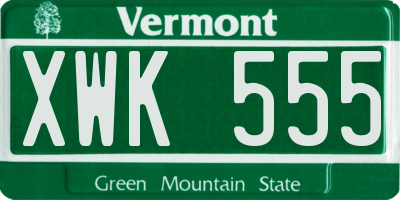 VT license plate XWK555