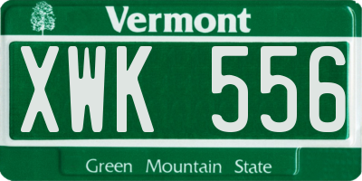 VT license plate XWK556
