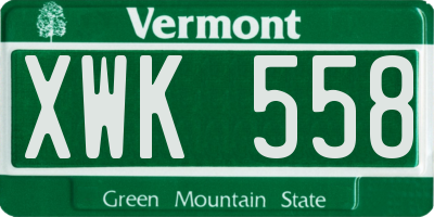 VT license plate XWK558