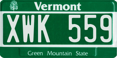 VT license plate XWK559