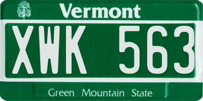 VT license plate XWK563