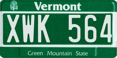 VT license plate XWK564