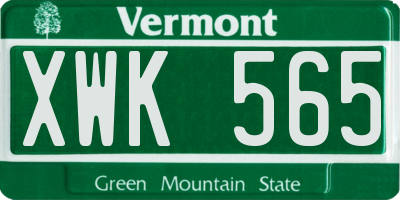 VT license plate XWK565