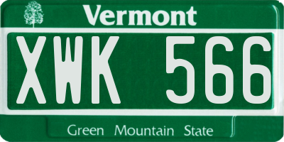 VT license plate XWK566