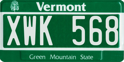 VT license plate XWK568