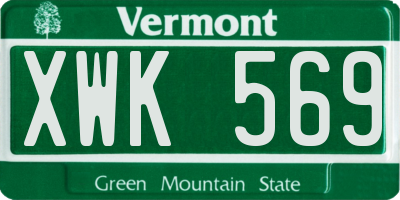 VT license plate XWK569
