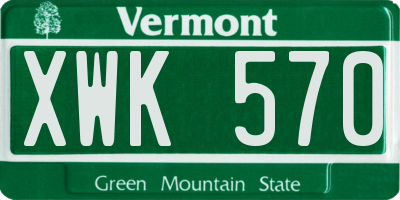 VT license plate XWK570
