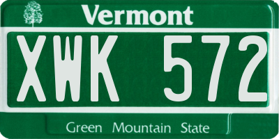 VT license plate XWK572