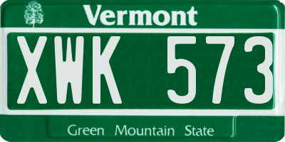 VT license plate XWK573