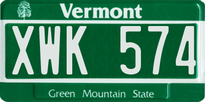 VT license plate XWK574