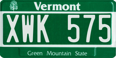 VT license plate XWK575