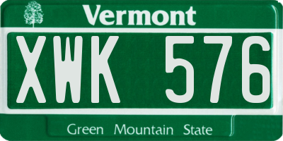 VT license plate XWK576