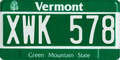 VT license plate XWK578