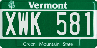 VT license plate XWK581