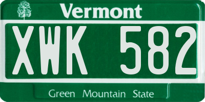 VT license plate XWK582