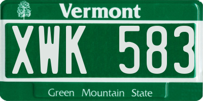 VT license plate XWK583