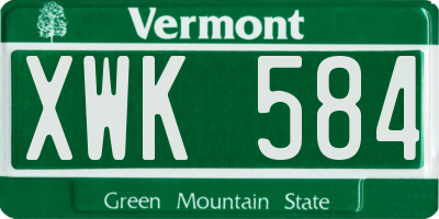 VT license plate XWK584