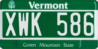 VT license plate XWK586