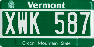 VT license plate XWK587