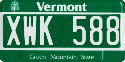 VT license plate XWK588