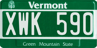 VT license plate XWK590